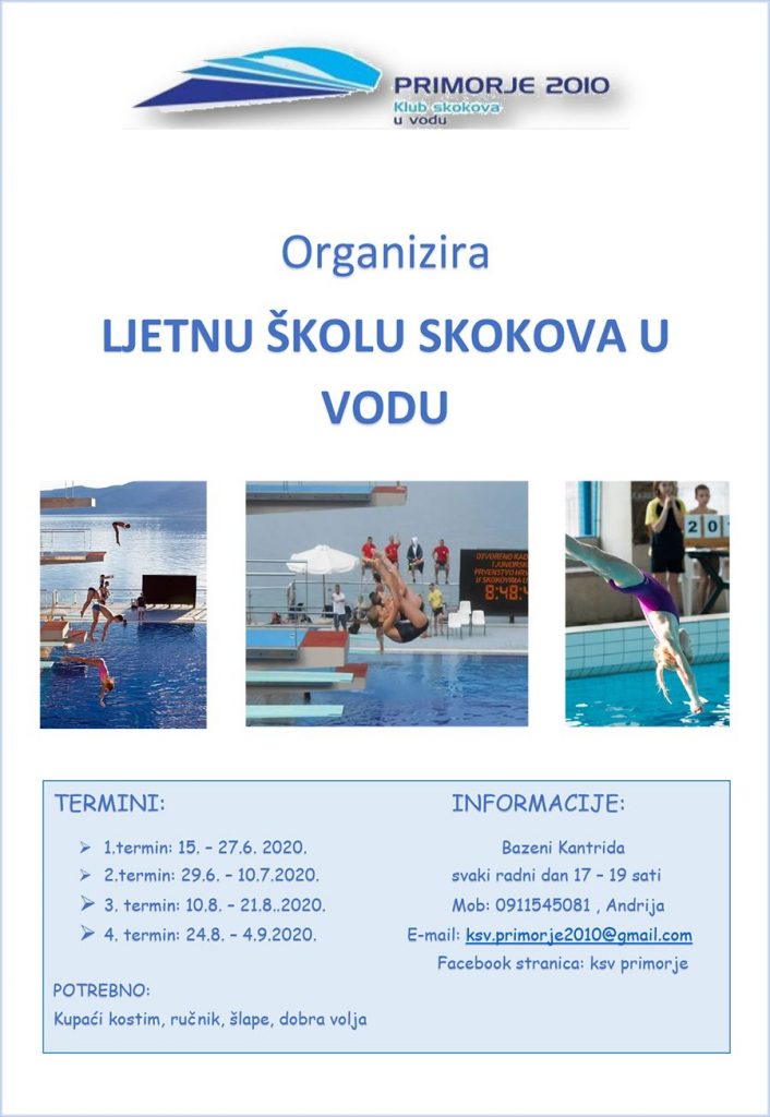 Ljetna škola skokova u vodu 2020. Ljetna škola 2020. plakat